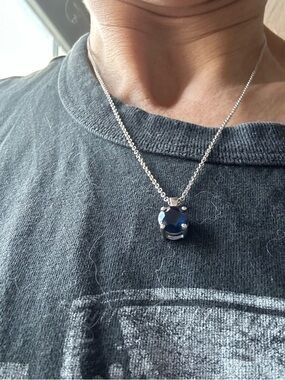 Sapphire pendant on white gold chain